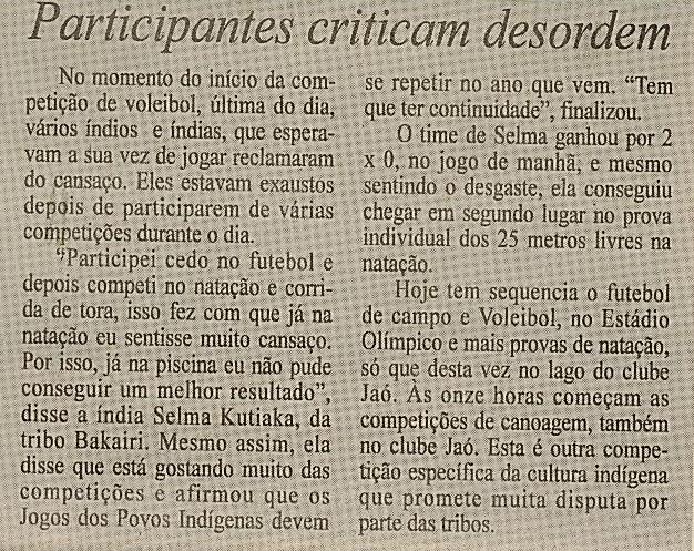 Participantes criticam desordem
