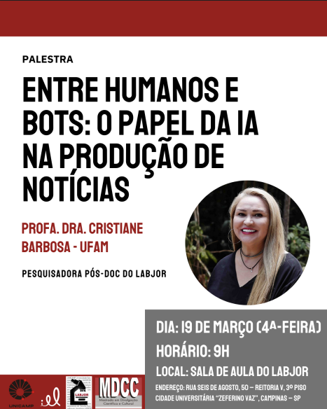 Entre humanos e bots: pesquisadora da UFAM debate na  Unicamp e PUC-Campinas papel da IA na produção de notícias
